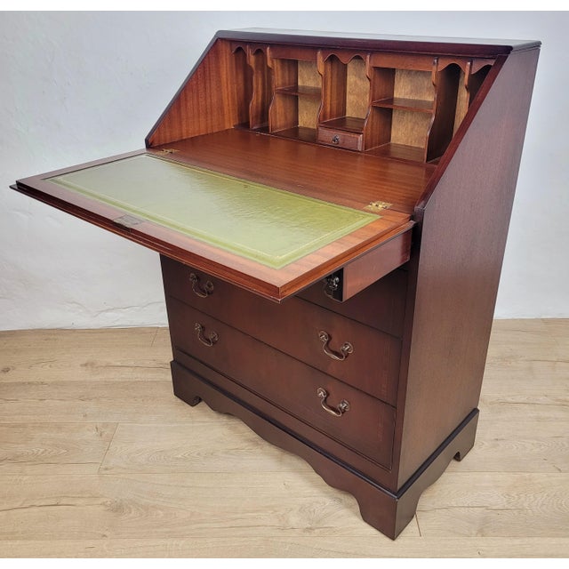 Vintage Secretaire with Green Leather Top, 1960 For Sale - Image 4 of 18