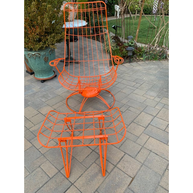 1960s Homecrest Rocker Swivel Patio Chairs and Ottoman-Set of 3 For Sale - Image 5 of 12
