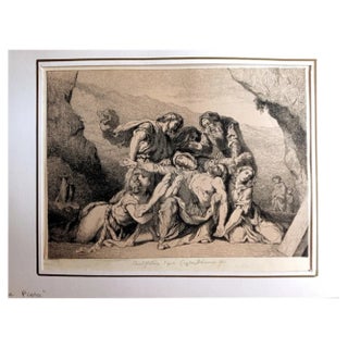 Hédouin after Eugene Delacroix, Une Pieta, Etching, 1844 For Sale