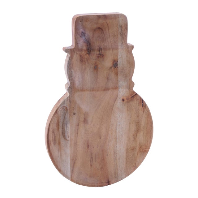 Contemporary Wood Snowman Divided Serving Tray 15"L For Sale - Image 3 of 3