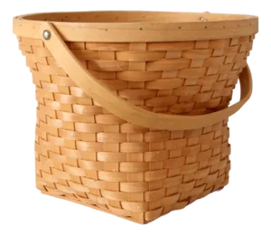 Vintage Splint Weave Basket With Bail Handle