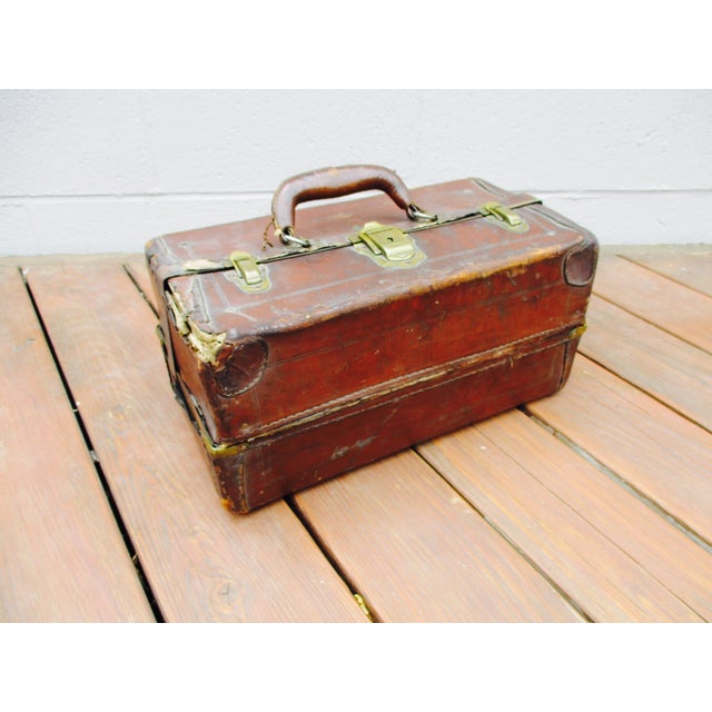 Antique Leather Fishing Tackle Box Chairish