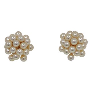 Pearl Cluster Earrings, A Pair For Sale