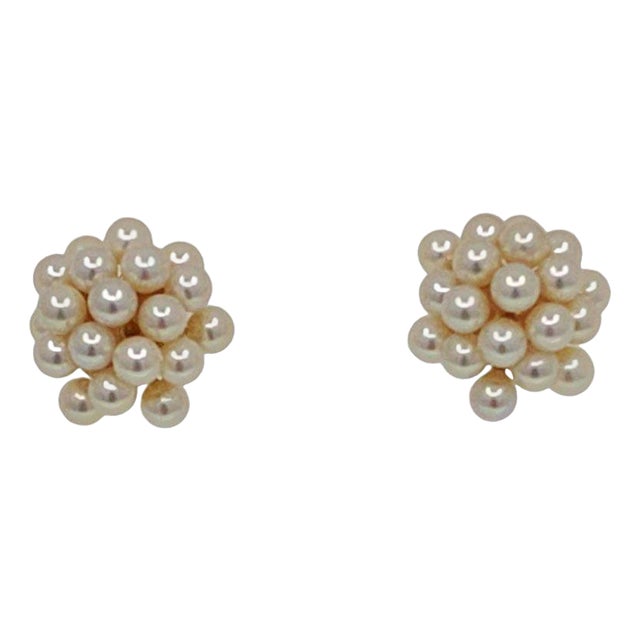 Pearl Cluster Earrings, A Pair For Sale