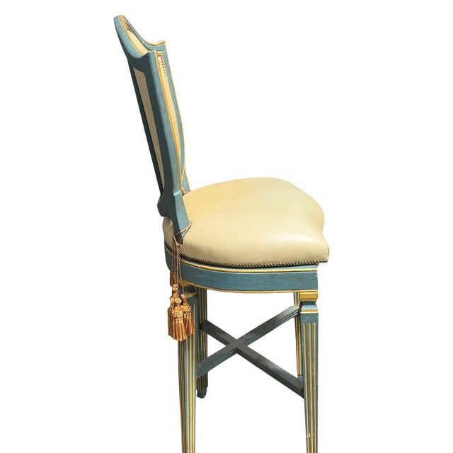 Neoclassical 1 of 3 Tall Charles Pollock for William Switzer Shield Back Swivel Barstool For Sale - Image 3 of 6