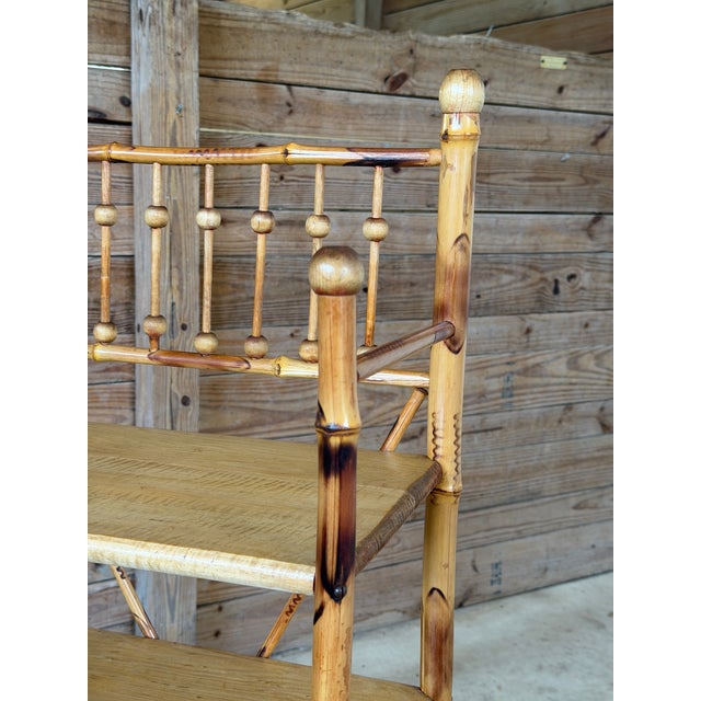 Wood Antique Victorian Aesthetic Movement Burnt Bamboo Four-Tier Shelf Etagere For Sale - Image 7 of 11