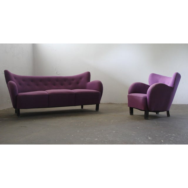 Mid-Century Modern Danish Club Sofa by Fritz Hansen & Flemming Lassen, 1930s For Sale - Image 3 of 10