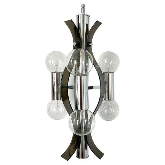 Sculptural Chandelier in Chrome and Smoked Lucite, Robert Sonneman, C. 1970's For Sale - Image 13 of 13