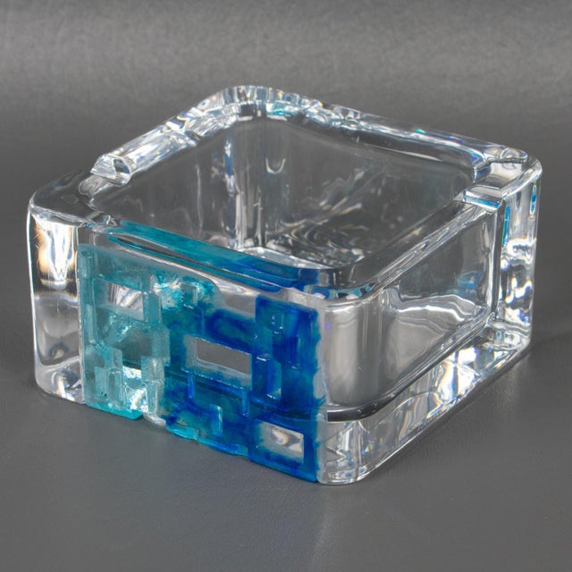 Daum France Pate De Verre and Crystal Bowl Catchall Ashtray For Sale - Image 10 of 11