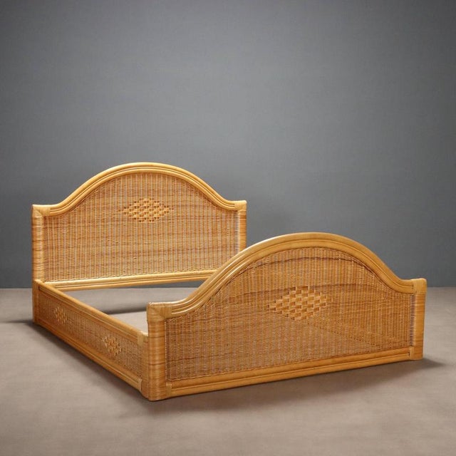 Wicker and Bamboo Bed, 1980s For Sale - Image 9 of 9