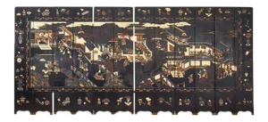 Chinese Export Twelve Panel Coromandel Screen Spring in Han Palace