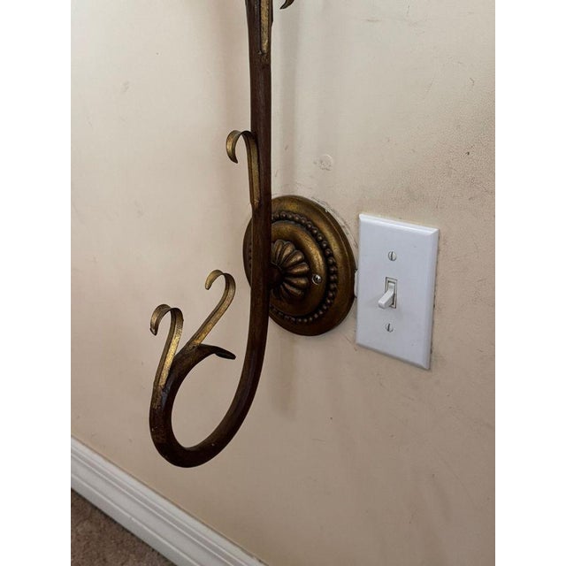 Black Vintage Elegant Double Long Wall Sconce With Honey Colored Murano Glass Diffuser For Sale - Image 8 of 8