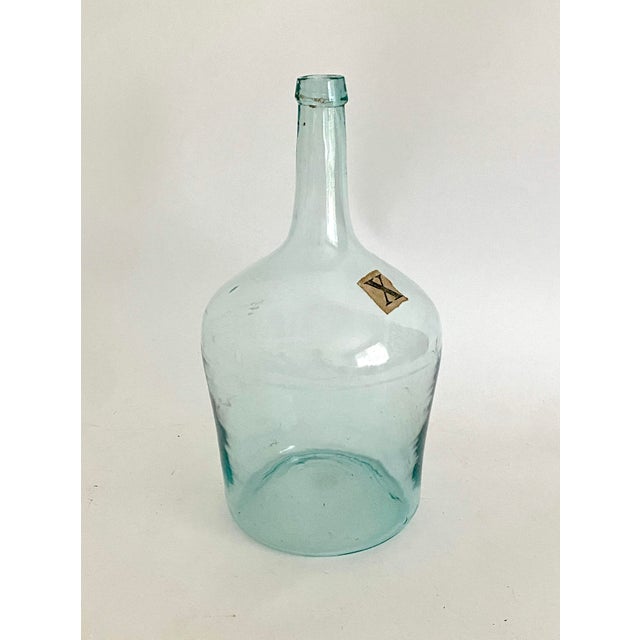 French Country Vintage French Aqua Demijohn For Sale - Image 3 of 6