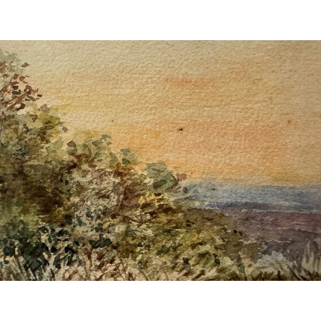 Impressionist Early 20th Century Attributed to Frank Henry Mason Marshland Reeds Trees Original Watercolor Landscape For Sale - Image 3 of 6