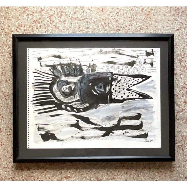 Add a touch of abstract charm to your art collection with this original watercolor on paper by renowned artist John Van...