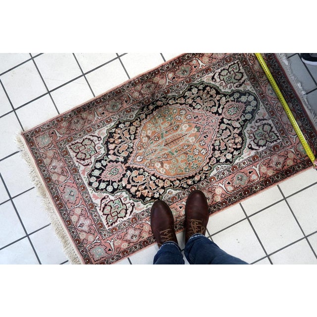1950s, Handmade Vintage Persian Tabriz Silk Rug 2.5' X 4.3' For Sale - Image 4 of 13