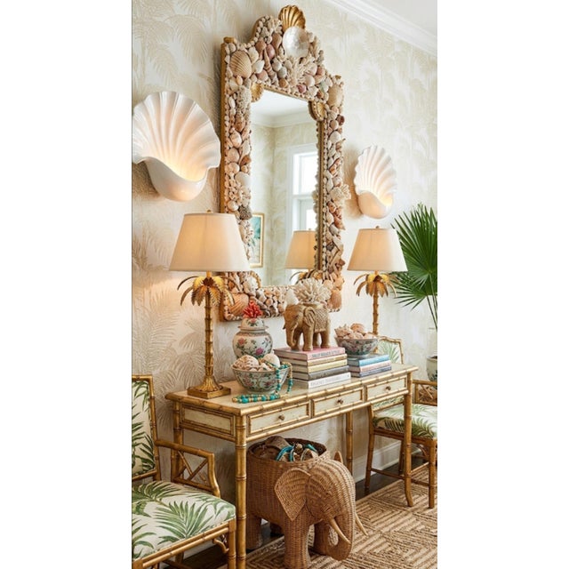 Monumental Off White Ceramic Clam Shell Gigantic Palm Beach Regency Wall Sconce Lights by Chapman- A Pair For Sale - Image 15 of 15