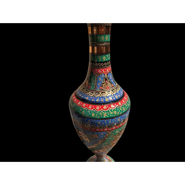 Copper Vintage Hand Painted Large Copper Floor Vase For Sale - Image 8 of 12