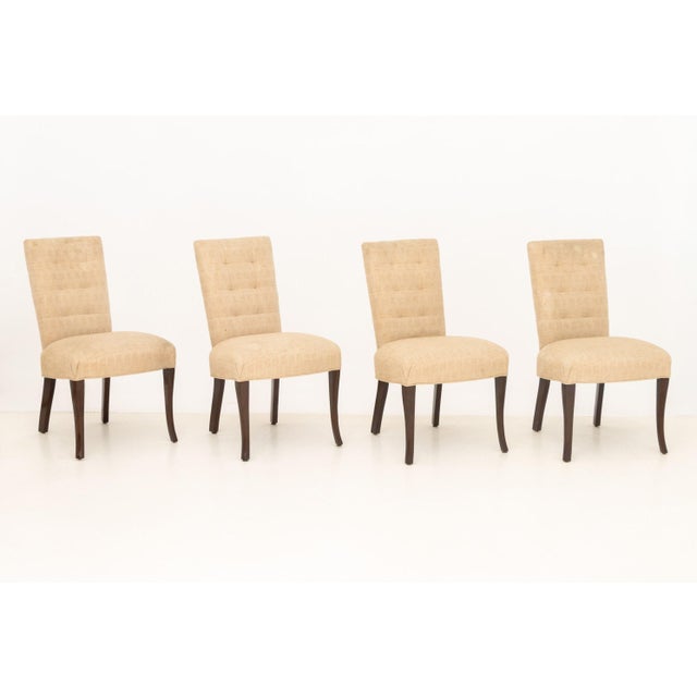 John Boone Set of Eight John Boone Tufted Beige Fabric Upholstered Dining Chairs For Sale - Image 4 of 17