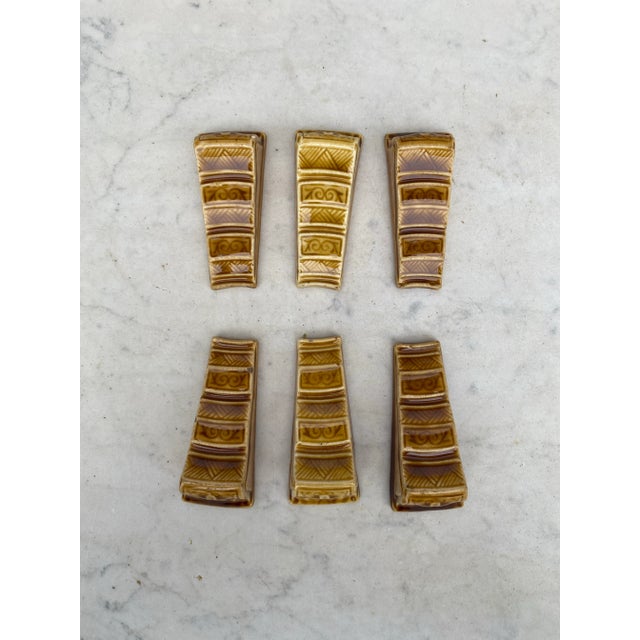 Set of 6 Majolica Knife Rests signed HB Choisy Le Roi circa 1890.
