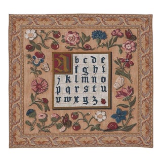 Gothic Alphabet Loom Woven Tapestry - 82 X 86 Cm (2'8" X 2'10") - Requires Rod Size 2 For Sale