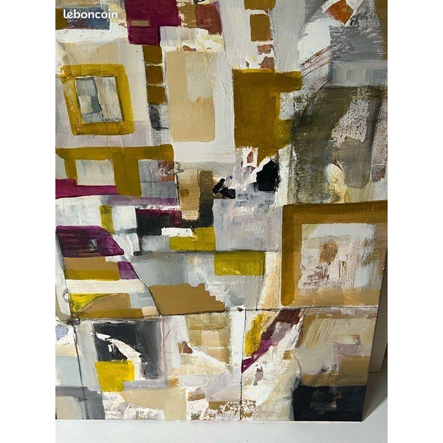 Abstract Composition, Acrylic Painting on Canvas, 2000s For Sale - Image 3 of 14