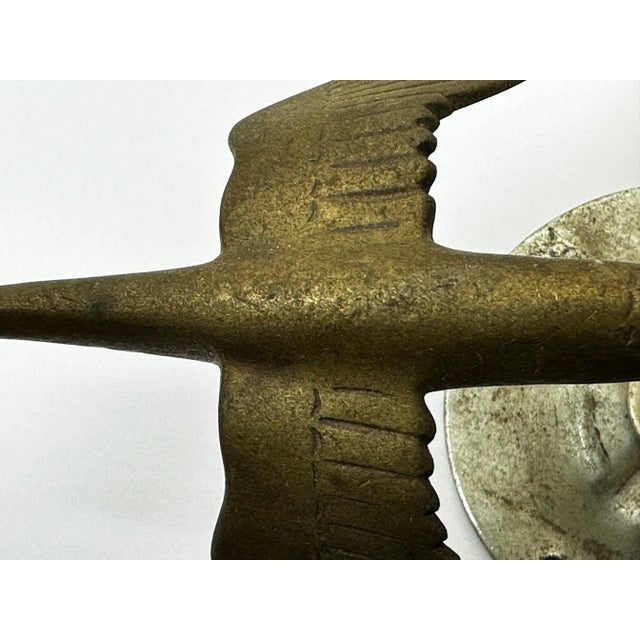 1930s 1930s Art Deco British Brass Flying Stork Bird Car Mascot Figurine For Sale - Image 5 of 11