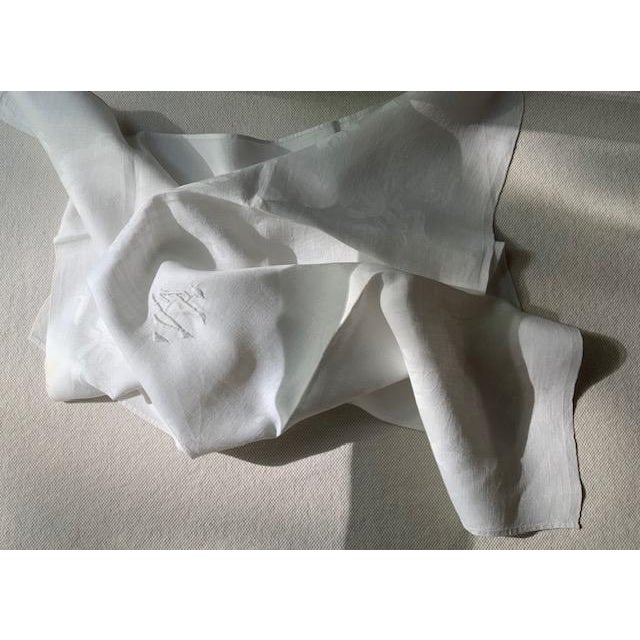 Antique French Damask Linen Napkins, Monogrammed Vt, Iris & Floral Damask, Set of 4 | C. 1900 For Sale - Image 11 of 17