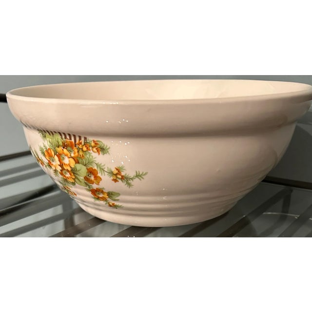 Vintage 1930-era Bak-Serv Overn-Proof Bowl from Paden City Pottery (P.C.P. Co.) in Golden Acacia Pattern. Made in USA in...