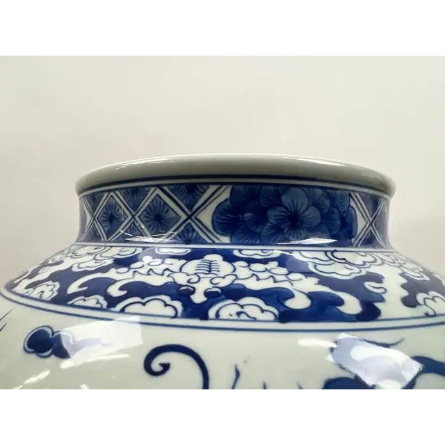 Imperial Chinese Qing Dynasty Style Blue & White Dragon Porcelain Vase For Sale In New York - Image 6 of 10
