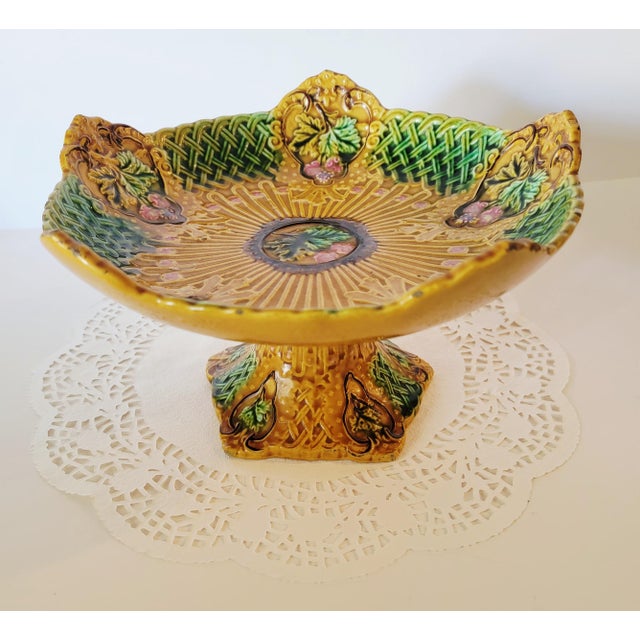 Ceramic Antique Majolica Compote, 19th Century Serving Piece For Sale - Image 7 of 14
