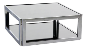 Mid-Century Modern Square Chrome and Smoked Glass Coffee Table