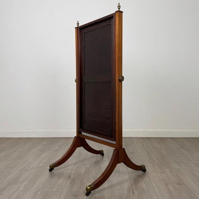 Wood 20th Century English Edwardian Inlaid Mahogany Cheval Mirror, 1890s For Sale - Image 7 of 12