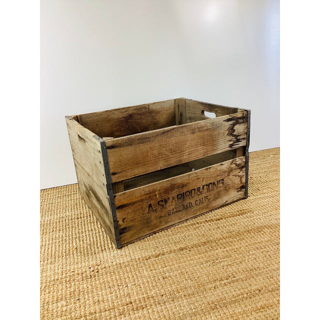Farmhouse Vintage Rustic Farmhouse Style Wood Crate Vegetable Shipping Box For Sale - Image 3 of 9