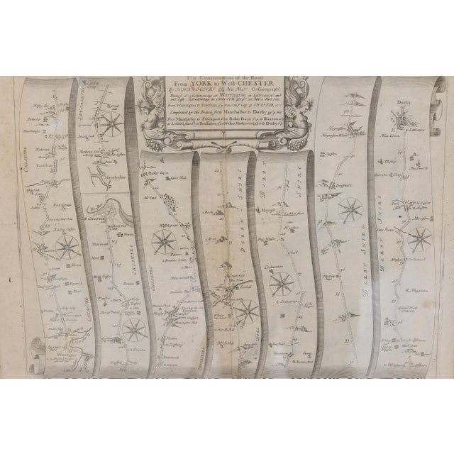 Early 18th Century Map of the York to Weft-Chester Road, 1700s For Sale - Image 5 of 7