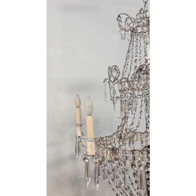 Glass Early 19th Century French Crystal Cut Glass Candle Chandelier For Sale - Image 7 of 9