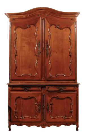 1750s French Louis XV Period Cherry Buffet, à Deux-Corps with C-Scroll Motifs