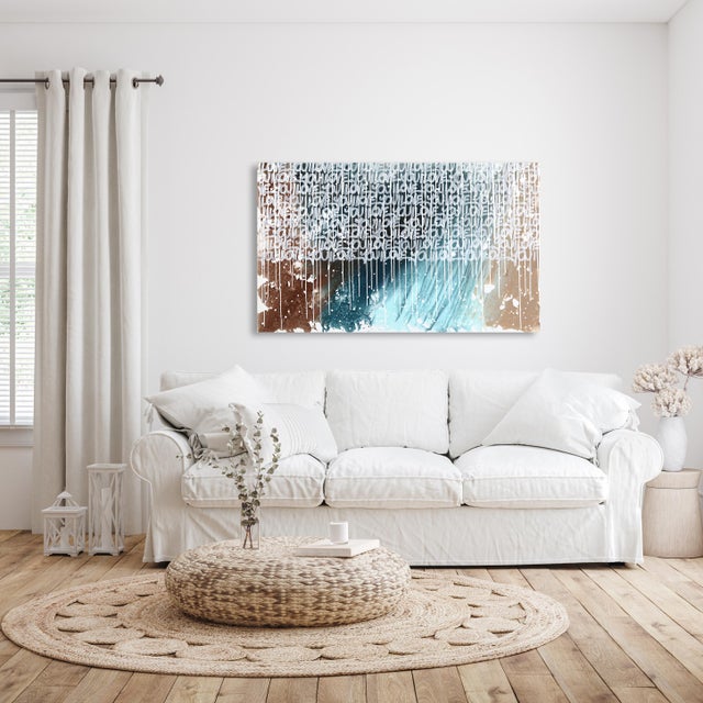 Teal Nature's Beauty - Large Original Floral Abstract Mixed Media Painting on Canvas by Amber Goldhammer For Sale - Image 8 of 9