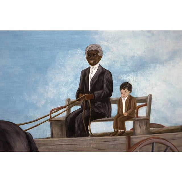 Folk Art American Folk Art Horse & Wagon Oil Painting With African American Figure, Signed A. Sims, 2000 For Sale - Image 3 of 5