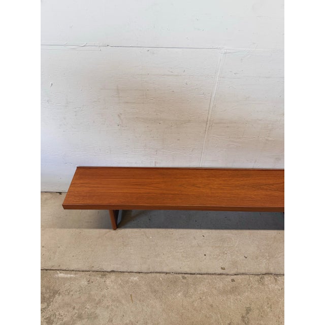 Coffee Vintage Torbjørn Afdal for Bruksbo “Krobo” Teak Bench, Norway 1960s — 79 Inches For Sale - Image 8 of 11