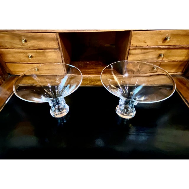 This is an iconic pair of Steuben glass vases in the "Bouquet" Trumpet Vase form. This is the middle size of the...