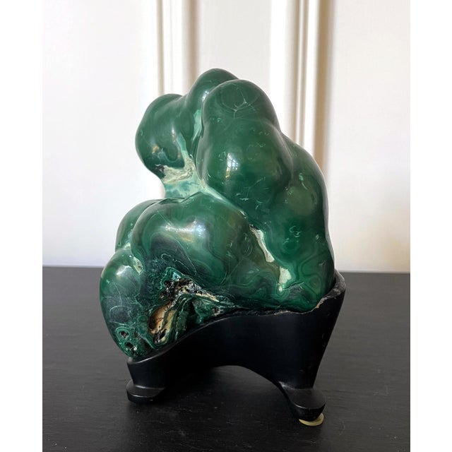 Gemstone Malachite Rock on Display Stand as a Viewing Stone For Sale - Image 7 of 11