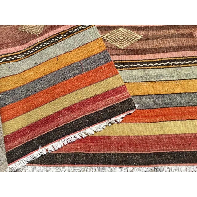 Vintage Striped Turkish Kilim Rug - 70" X 101.5" For Sale - Image 9 of 10
