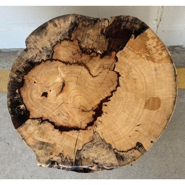 Contemporary Organic Modern Natural Wood Accent Table/Stool For Sale - Image 3 of 4
