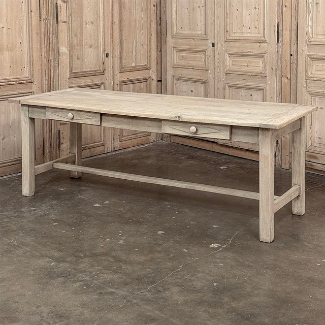 French Country 19th Century Rustic Table ~ Desk in Stripped Oak For Sale - Image 3 of 12