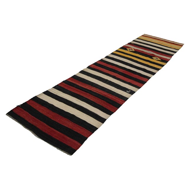 Traditional Vintage Striped Kilim Runner-2′10″ × 9′10″ For Sale - Image 3 of 7