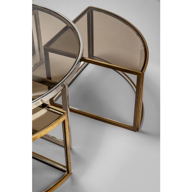Circular coffee table by Jean Charles, France, early 1970s. The table is composed of a circular chromed metal section with...