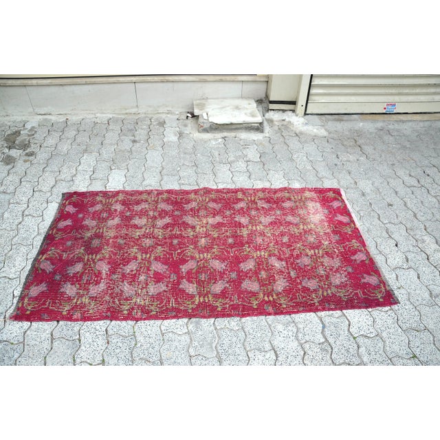 Modern Vintage Red Floral Rug For Sale - Image 3 of 11