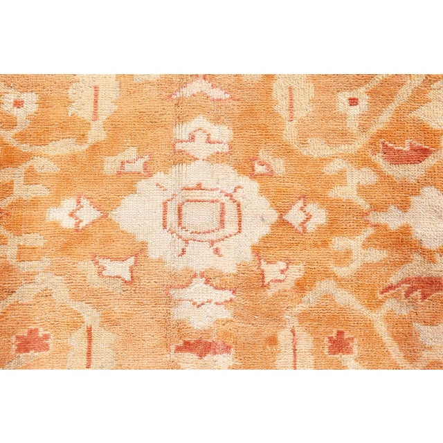 Textile Early 20th Century Indian Amritsar Orange, Brown Handmade Wool Rug For Sale - Image 7 of 11