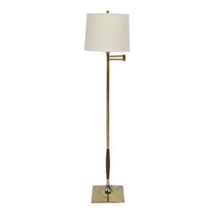 1950s Mid Century Modern Walnut & Brass Floor Lamp